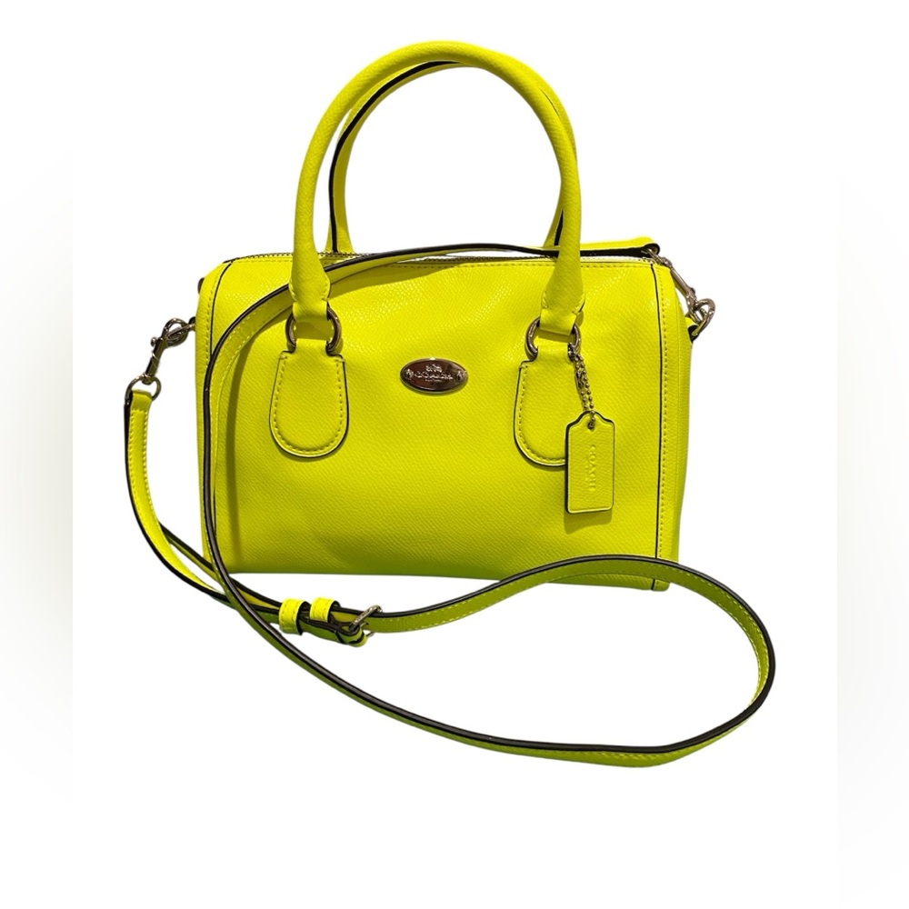 COACH Authentic Mini Bennett Neon Yellow Satchel Crossbody Handbag